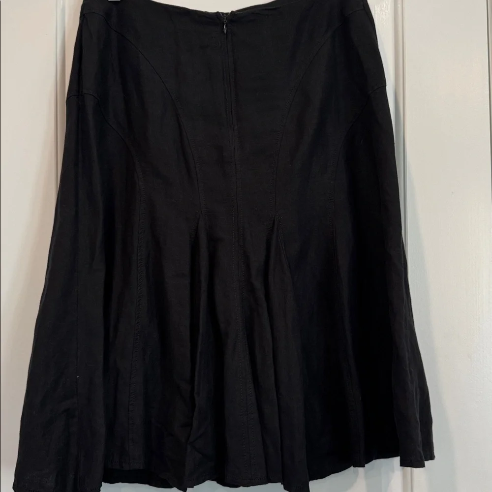 Larry Levine Black Linen Blend A-line Skirt Size 10